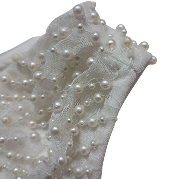 NWT Mac Duggal Gown Womens 2 Ivory One Shoulder Pearl Sequin Asymmetrical Bridal - Picture 6 of 16